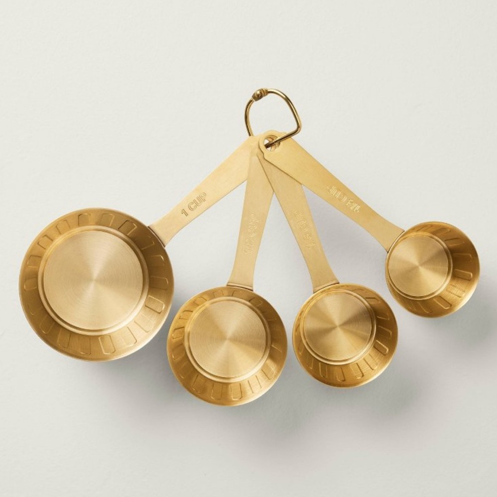 LAST ONE 4pc Vintage Brass Measuring Cups Stainless Steel Hearth & Hand